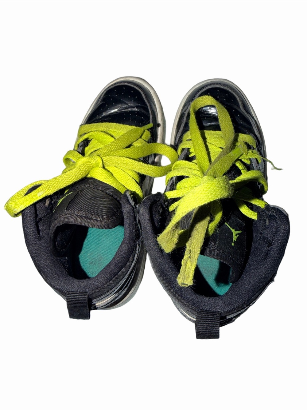 Nike Air Jordan 1 Mid SE Kids’ Black/White/Lime Sneakers – Size 11C - Picture 6 of 7